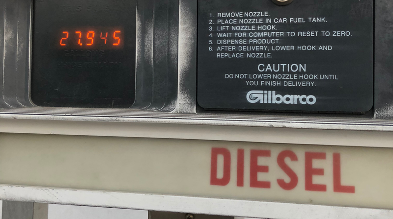 27 gallons times... what is diesel...? 1200.34 a gallon?!